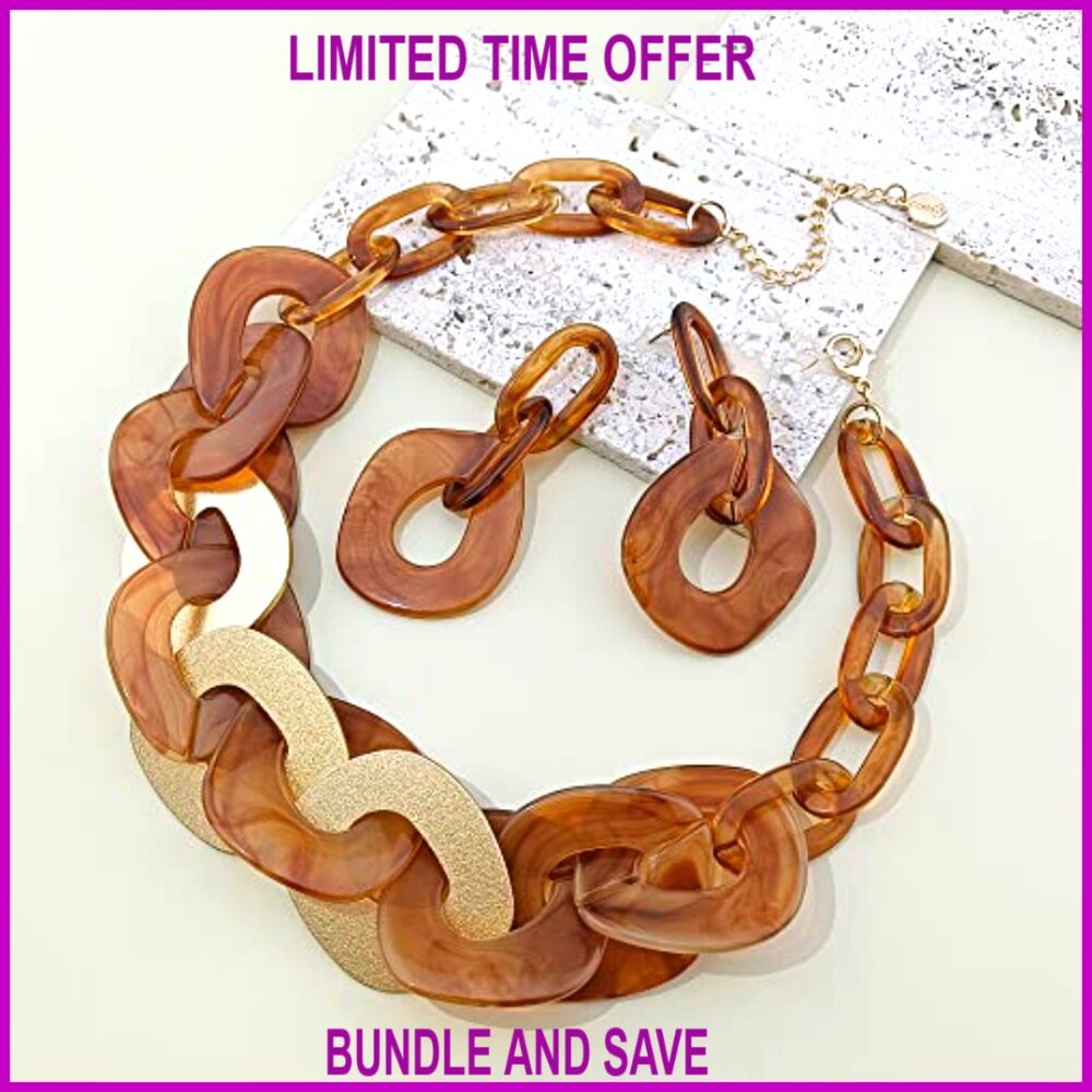 Chunky Statement Necklace Adjustable Length Acryl… - image 4